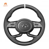 MEWANT Hand Stitch Car Steering Wheel Cover for Hyundai i20 III 2020-2022 / Bayon 2021-2022