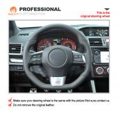 MEWANT Hand Stitch Genuine Leather Suede Carbon Fiber Car Steering Wheel Cover for Subaru WRX (STI) 2015-2019 Levorg 2015-2019