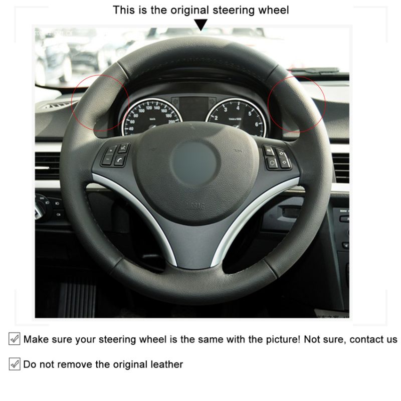 For BMW E90 320i 325i 330i 335i E87 120i 120d Hand Sew Car Steering Wheel Cover