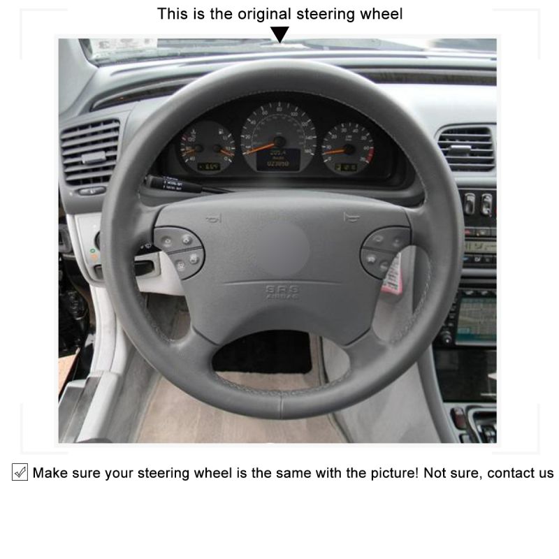 Beige Leather Steering Wheel Cover for Benz W210 E240 E63 E320 E280 02-05 #BA66 