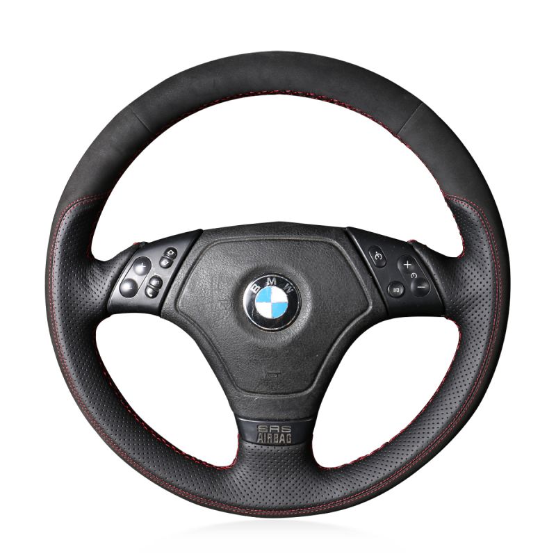 GREY STRAP FOR BMW E36 3 SERIES 90-00 PERFORATED LEATHER STEERING WHEEL COVER 