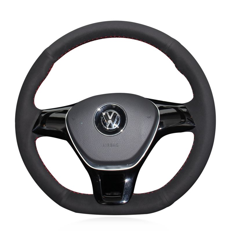 BLACK LEATHER Steering Wheel Cover 100% Leather fits VOLKSWAGEN vw 