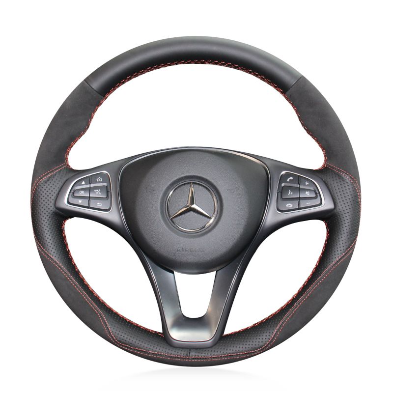 Leather Suede Steering Wheel Cover Wrap for Benz A200 B180 B200 C180 C200 #0401