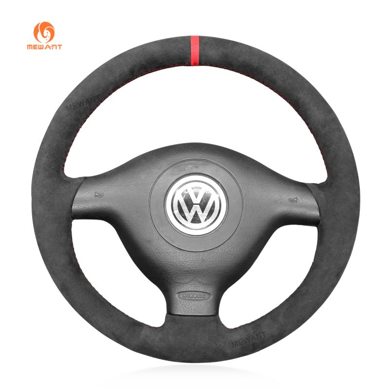 MEWANT Hand Stitch Dark Gray Alcantara Car Steering Wheel Cover for  Volkswagen VW Golf 4 Passat B5 Polo Bora Sharan for Seat Leon MK1 (1M) for  Skoda Fabia 1 (6Y)