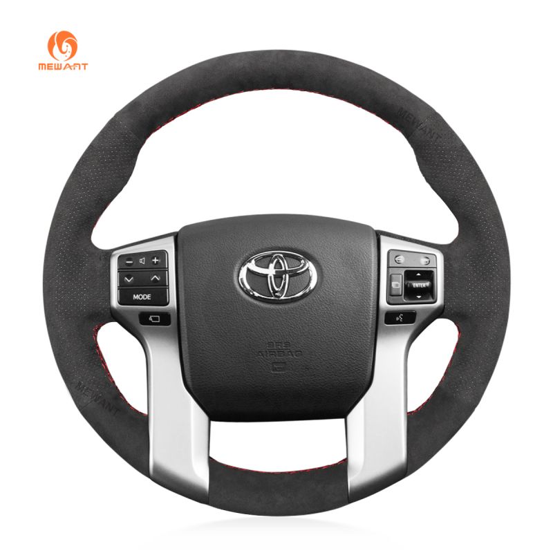4Runner MEWANT Customized Car Steering Wheel Cover Wrap Made of Alcantara Hand-Stitched for Toyota Land Cruiser Prado/Tundra/Tacoma Wooden Wheel Won't fit Accessories Auto Sequoia 