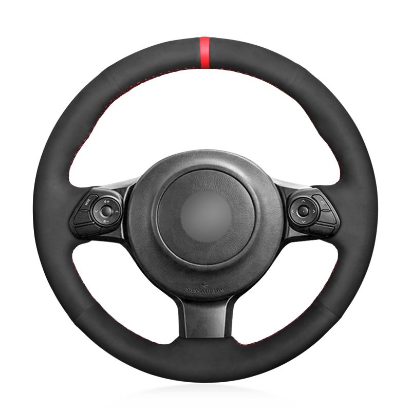MEWANT Hand Stitch Black Alcantara Material Car Steering Wheel