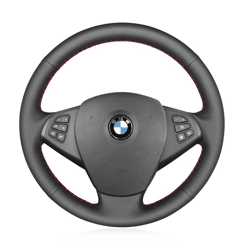 Black Artificial PU Leather Steering Wheel Cover for BMW X3 E83 2007-2010 X5 E53 