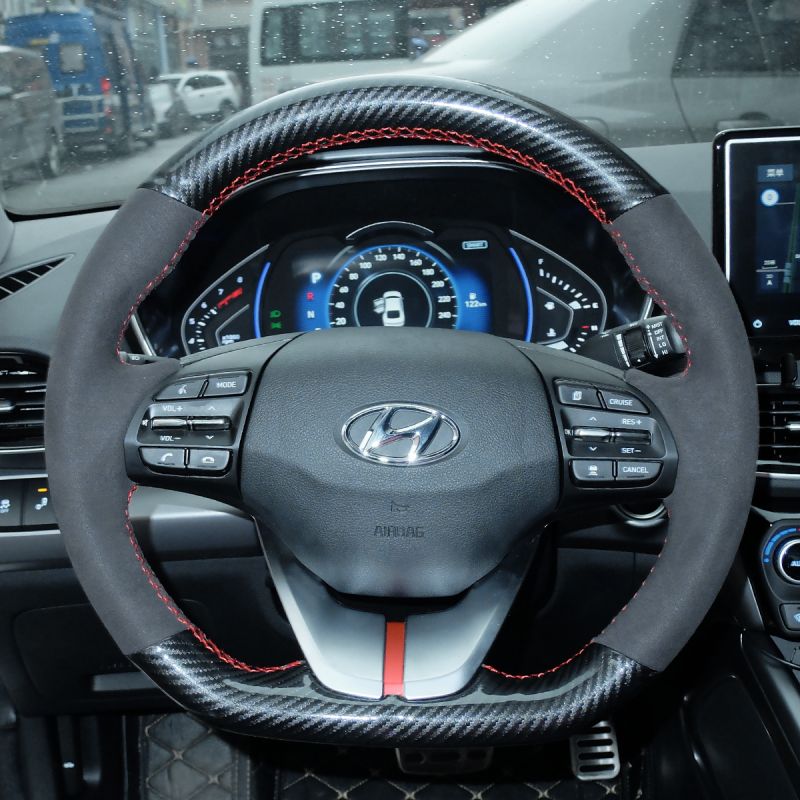 for HYUNDAI Elantra 2017-2019 Carbon fiber color Interior Steering Wheel Cover 