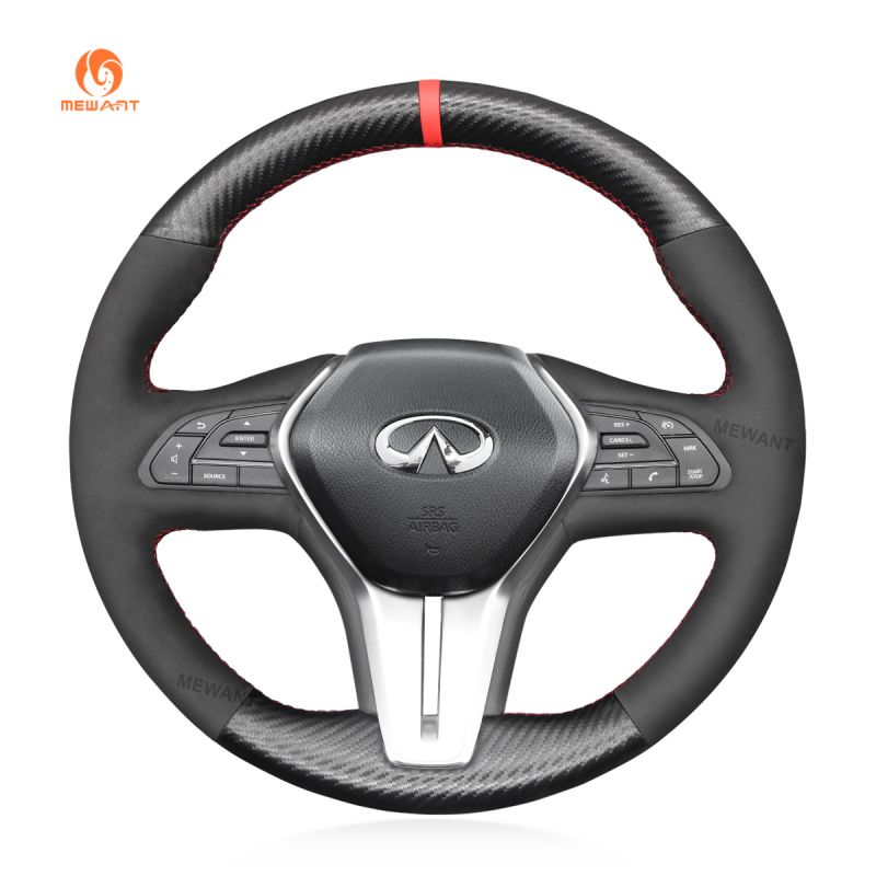 Carbon Fiber Steering Wheel Cover Trim For infiniti Q50 2018-20 Q60 2017 2019