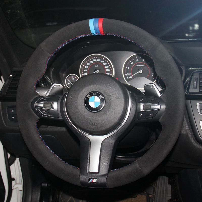  MEWANT Steering Wheel Wrap Black Alcantara Auto Steering Wheel  Cover for BMW F87 M2 F80 M3 F82 M4 M5 F12 F13 M6 F85 X2 X5 M F86 X6 M F33  F30